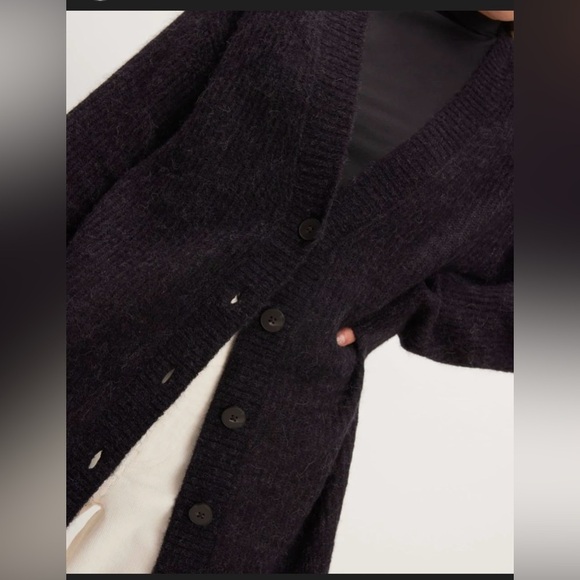Everlane Sweaters - Everlane The Oversized Alpaca Pocket Cardigan Black Heather , Large